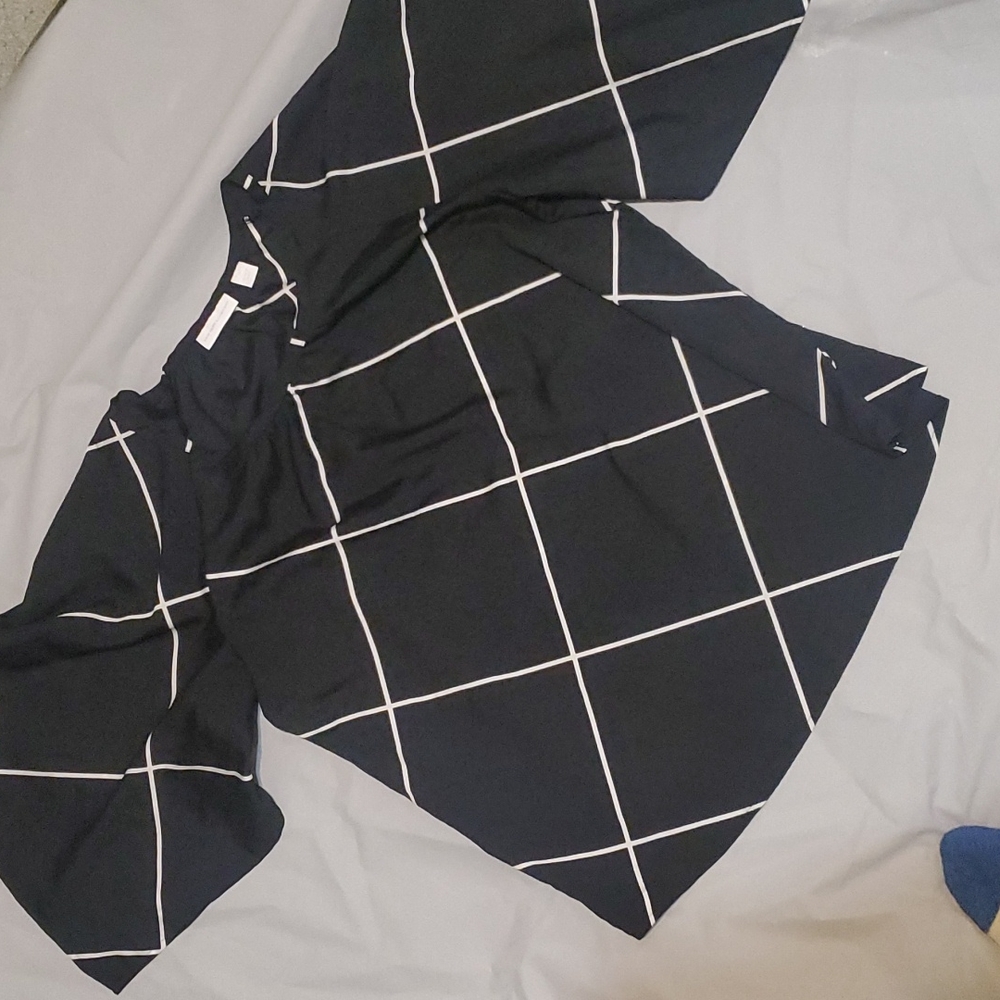 Black shirt with white stripes